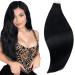RUNATURE Black Tape in Hair Extensions Human Hair Black Tape in Extensions Real Human Hair Black Tape in Short Hair Extensions 10 Inch 30 Gram 10 Inch 1-Tape #1