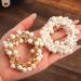 Brinie Pearl Hair Ties White Elastic Hair Band Rhinestone Ponytail Holder Hair Ropes Bead Hair Scrunchies Stretchy Hair Rope Ties Hair Accessories for Women and Girls (Pack of 2)