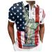 Mens 2023 Summer Polo Tops 4th of July Casual Zipper Up Polo Shirts Loose Fit Short Sleeves American Flag T Shirts C-blue 3X-Large