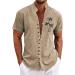 Rosennie Men's Hawaii Shirt - Stand-Up Collar Short Sleeve Button-Up Lightweight Oversized Beach T-Shirt in XXL Khaki for Summer Vacations - Buy Online on GoSupps.com