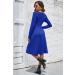 OUGES Women's Spring Casual Midi Dress | Long Sleeve V-Neck Floral Wrap Dress | Pockets | Blue - Buy Online on GoSupps.com