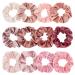 Whaline 12Pcs Blush Theme Hair Scrunchies Velvet Elastics for Women Pink Bobbles Soft Lovers Scrunchy Classic Elastic Thick Hair Bands Ties Gifts for Women Teenage Girls
