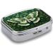 Pill Box White Moth Print | 2 Compartment Medicine Organizer | Portable Decorative Metal Pill Case for Pocket & Purse - Shop Internationally - Buy Online on GoSupps.com