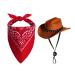 choyaxo Pet Cowboy Costume Halloween Costumes for Dogs Cat Cowboy Hat with Bandana Scarf (Small) Small Brown