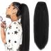 Kinky Straight Ponytail Extension for Black Women Yaki Straight Ponytails Synthetic Hair Extensions 28 Inch (1B Black) 28 inches #1B
