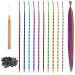 20 Pcs Feather Hair Extensions Colorful False Hair Extension Colored Synthetic Hair Feather Synthetic Hair Extension Kits with 50 Beads and 1 Crochet for Kids Girls Women Cospaly Party