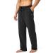 Pudolla Men's Cotton Yoga Sweatpants Athletic Lounge Pants Open Bottom Casual Jersey Pants for Men with Pockets Black Large