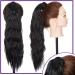 Silk-co Jet Black Magic Paste Clip in Ponytail Hairpiece Curly Pony Tail Corn Wave Hair Clip on Extension 20" Long hair Piece -Jet Black 20 Inch Jet Black - Buy Online on GoSupps.com