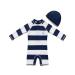 BONVERANO Baby Boy One Piece Long-Sleeved Clothing UV Protection 50+ Swimsuit with One Zip Black Fringe 24 Months