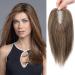 Hair Toppers for Women Human Hair Brown Human Hair Topper 10 Inch Hair Topper for Thinning Hair Women Real Hair Medium Ash Brown (6#)