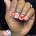 Valentine s Day Press On Nails Short Square Fake Nails French Tip False Nails With Red Heart Design Stick On Nails Full Cover Acrylic Nails Press Ons Glossy Glue On Nails For Women 24Pcs 1