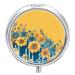 Round Pill Box Yellow and Blue Floral Print 3 Compartment Medicine Pill Case Print Pill Organizer Decorative Metal Portable Pill Box Pocket Pill Box Style-2