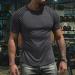 Men's Dark Gray Muscle T Shirt | Short Sleeve Bodybuilding Workout Tee - Buy Online on GoSupps.com