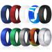 COOLOO Silicone Wedding Ring for Men, 10 Pack Affordable Silicone Rubber Wedding Bands Durable Comfortable Rings, Black White Blue Silver Gray Colorful 2 (10 pack) 12.5 - 13(22.2mm)