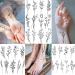 Tiny Branch Black Flower Temporary Tattoos - 15 Sheets Floral Bouquet Small Tattoo Kit for Women, Girls, and Kids - Lavender, Sweet Pea, Larkspur Designs - Buy Online on GoSupps.com