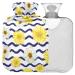 Naanle white and yellow daisy heat bottle with reference transparent hot water bottle heat bottle for bed hand feet warmer pain relief heat and cold therapy large 2l