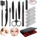 SENXILLER Eyebrow Grooming Kit - Razor, Pencil, Brush, Scissors, Tweezers, Stencil & Mirror for Men and Women - Buy Online on GoSupps.com