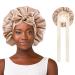 Satin Bonnet Silk Bonnet for Sleeping  Hair Bonnet  Reversible Bonnets for Women  Non Slip Ajustable Bonnets Double-layer(coffee + Champagne)