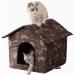 Cat House Outdoor Cat House Outdoor Houses for Feral Cats Dogs Cat Houses for Outdoor Cats Dog Cat Outdoor Indoor Waterproof House Medium Brown Support Rod