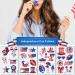 4th of July Temporary Tattoos - 100pcs Fake Tattoos for Kids & Adults | Independence Day Body Art Stickers in Red White Blue | Memorial Day, Labor Day, USA National Flag Decor - Buy Online on GoSupps.com