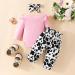 UUAISSO Baby Girls Cow Print Ruffled Outfit Set - Pink, 3-6 Months - Buy Online on GoSupps.com