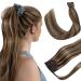 Braid Extensions Real Hair Remy Ponytail Extensions Real Hair Brown Wrap Around Extensions Ponytail hair extension #4/27 Dark brown with red blonde 70g 35 cm