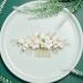 Sooshin Porcelain Flower Bridal Hair Comb with Pearl and Crystal Accents - Gold Wedding Headpiece for Bride and Bridesmaids - Buy Online on GoSupps.com