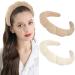 Puffy Spa Headband 2-Pack for Women and Girls - Terry Towel Fabric Hair Band for Skincare, Makeup Removal, Face Washing, Shower - Beige & Light Coffee - Buy Online on GoSupps.com