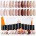 Modelones Nail Polish Set 12 Colors Nude Brown Nail Polish Gold Glitter Autumn Nail Polish Neutral Pink Nail Polish Finger Nail Polish Bulk Manicure Diy Nail Art Salon Home