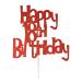 Happy 18th Birthday Cake Topper Decoration in Fun Style (Made in UK) - Red