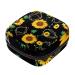Menstruation pad bag with zipper women's napkin bag tampons collection bags for women and girls (golden polygonal shapes and sunflowers)