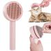 Pet brush self-cleaning brush to remove matters and loose hair pet brush with unlocking button hair loss brush for long and short-haired cats (pink)