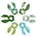 Bowknot Hair Scrunchies Bands for Women 6 Packs Green Tropical Leaves Decorative Background Hair Scrunchies with Bow Hair Elastics Bands Ponytail Holder Multi-colored 9
