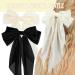 2 Pcs Big Hair bow Hair Bows for Women Bow Hair Clip Elegant Solid Color French Barrette Bows For Hair With Long Silky Satin Hair Barrettes Accessories Bow Hair Clips for Women Girl(Black+Cream) - Buy Online on GoSupps.com