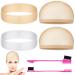 2 Pieces Silicone Wig Headband Transparent Silicone Wig Hair Bands Non-Slip Silicone Headband with Wig Net Cap and Edge Brush for Women Unisex (Light Brown, White)