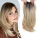 Ms Taj Hair Toppers for Thinning Hair 18inch Ombre blonde with dark root Long Layered Hair Toppers for Women Synthetic Add Volume Natural Straight Clip in Hair Pieces for Women