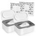 TORASO Wipes Holder, Wipes Dispenser with Lid, Pouch with Lid, Baby Wipes Case Keeps Wipes Fresh, Wipe Container Regular Storage Case Box(2Gray+2panda) 2 Gray