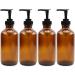 8oz Amber Glass Pump Bottles (4-Pack) - Boston Round for Lotion - Black Plastic Pumps - Empty - Buy Online on GoSupps.com