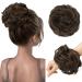 FESHFEN Messy Bun Hair Piece Hair Scrunchies Thick Curly Wavy Hair Piece Synthetic Donut Updo Hairpieces for Women Girls Medium Ash Brown 55 g (Pack of 1) 10# Medium Ash Brown