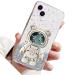 Rnrieyta Miagon B r Astronaut Stand Shell Glitzer for iPhone 13 cute girls thin crystal protective cover Treibsand bling transparent case bumper with astronaut holder kickstand transparent iPhone 13