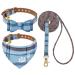 EXPAWLORER Dog Collar and Lead Set - Dog Bow Tie Collar and Dog Bandana Collar with Cute Bell No Tangle Dog Lead Adjustable Collars for Puppy Small Dogs Cats (Small) Small Blue