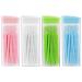 Wllhyf 200 pieces double head 50 pieces/box plastic toothpick double-headed toothpick dental floss interdental toothpick brush tooth pencil (white+blue+green+pink)