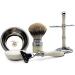 Elegant Ivory Shaving Brush & Razor Set with Silver Pointed Roof Hair | Includes Stainless Steel Bowl & Free Soap - Perfect Gift for Grooming - Buy Online on GoSupps.com