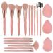 15Pcs Pink Makeup Brushes Premium Synthetic Eyeshadow Foundation Face Blending Blush Concealers Eye Makeup Brushes Set Professional for Women Kids Makeup Brushes Tools Accessories with 3Pcs Sponges