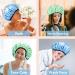 Auban Reusable Shower Cap for Women | Waterproof Satin Exterior | EVA Lining | Extra Large & Adjustable Hair Cap | 3 Colors (Blue, Pink, Green) - Buy Online on GoSupps.com