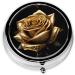 Gold Rose Mini Round Pill Box | 3 Compartment Portable Pill Organizer for Travel & Home - Buy Online on GoSupps.com