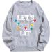 Yihaojia Women Christmas Oversized Sweatshirt Let's Get Lit Xmas Lights Graphic Shirts Cute Holiday Long Sleeve Pullover Tops Gray X-Large - Buy Online on GoSupps.com