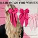 2Pcs Big Hair bow Hair Bows for Women Bow Hair Clip Elegant Solid Color French Barrette Bows For Hair With Long Silky Satin Hair Barrettes Accessories Bow Hair Clips for Women Girls(Pink+ Hot-pink) - Buy Online on GoSupps.com