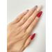 Long Stiletto/Almond Red Matte Glitter with Black Stripe Fake Press On Nails