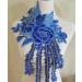 ZALALAA Peacock Flower Embroidered Lace Neckline Collar Warm Tones Floral Brown Leaf Applique Patches Scrapbooking Embossed Sewing (Blue C) (Z0)